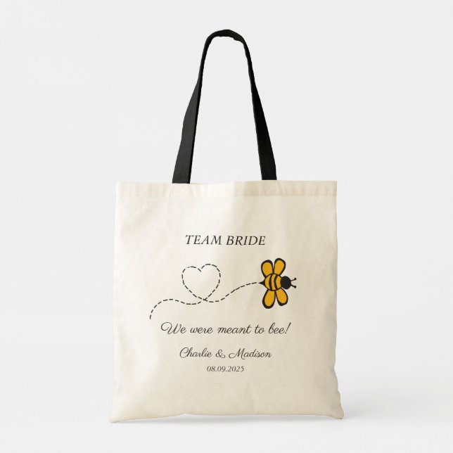 Custom Text Love Bee Tote Bag (Back)