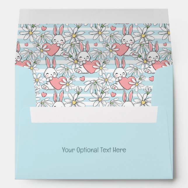 Custom Text Love Bunnies Pattern Envelope (Back (Bottom))