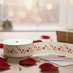 Custom Text Love Heart Personalised Romantic Gift  Satin Ribbon