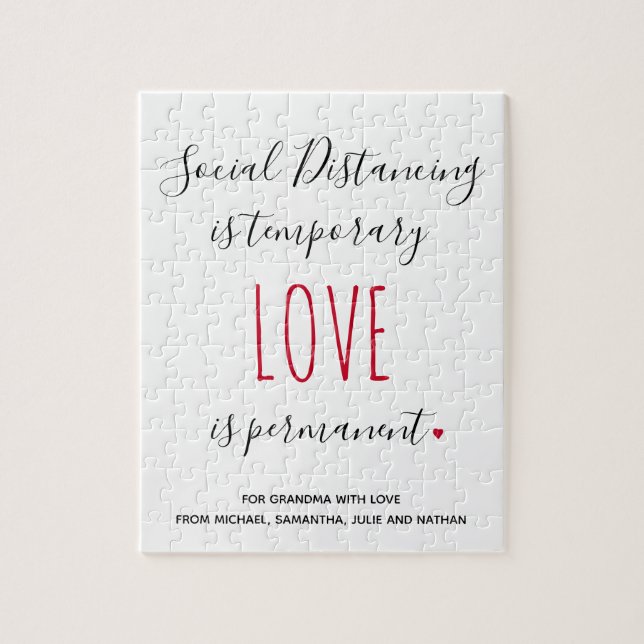 Custom text love message social distancing jigsaw puzzle (Vertical)