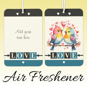 Custom text lovebirds romantic Valentine blue Car Air Freshener