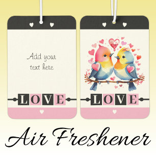 Custom text lovebirds romantic Valentine pink Car Air Freshener