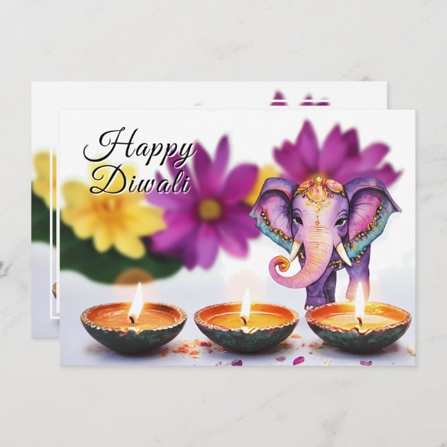 Custom text, Majestic Diwali Holiday Card (Front/Back)