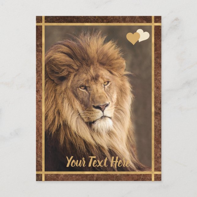 Custom Text Majestic Lion Photo Postcard (Front)