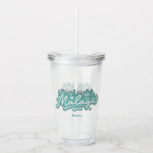 Custom Text Malaga Spain Acrylic Tumbler