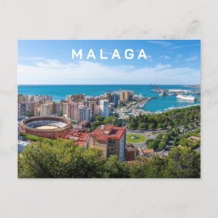 Custom Text Malaga Spain Areal Photograph Postcard