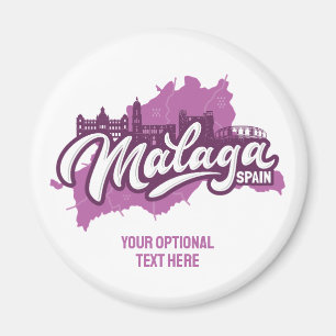 Custom Text Malaga Spain Magnet