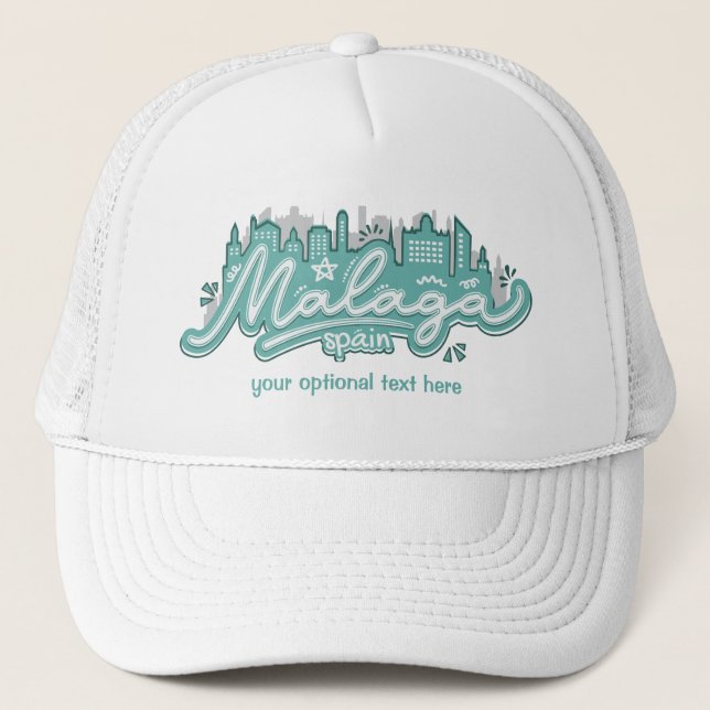 Custom Text Malaga Spain Trucker Hat (Front)