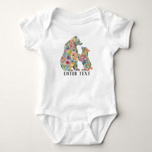 Custom Text Mama Bear Girl Baby Bodysuit