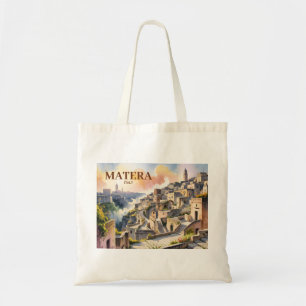 Custom Text Matera Italy Travel Sassi di Matera Tote Bag