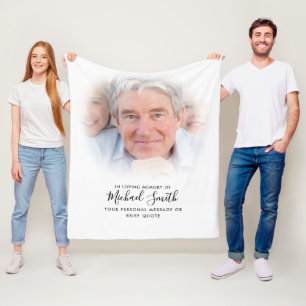 Custom Text Memorial Tribute Photo Fleece Blanket
