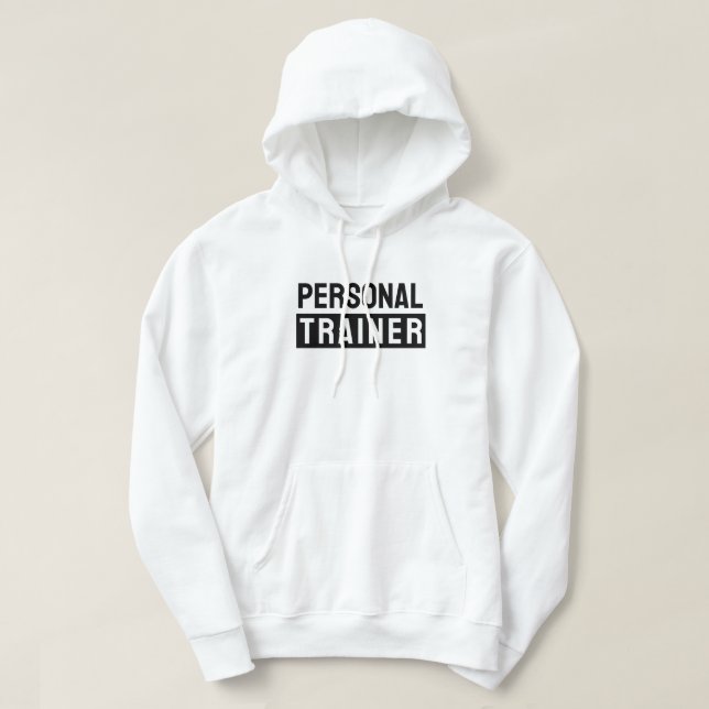 Custom Text Mens Modern Elegant Personal Trainer Hoodie (Design Front)