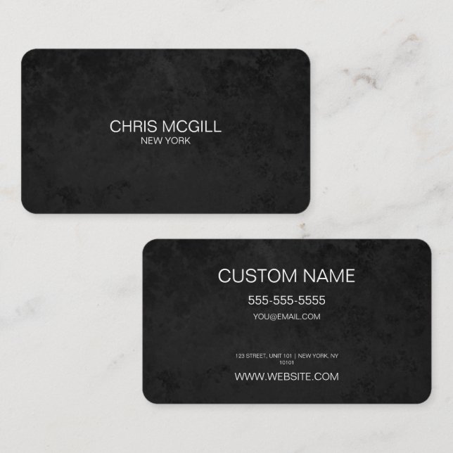 CUSTOM TEXT - Minimalist Black Texture Business Card (Front/Back)