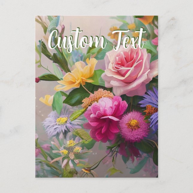 Custom Text Mixed Flowers 8 Blossoms Template (Front)