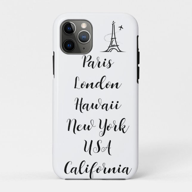 Custom text modern design trendy paris black white Case-Mate iPhone case (Back)
