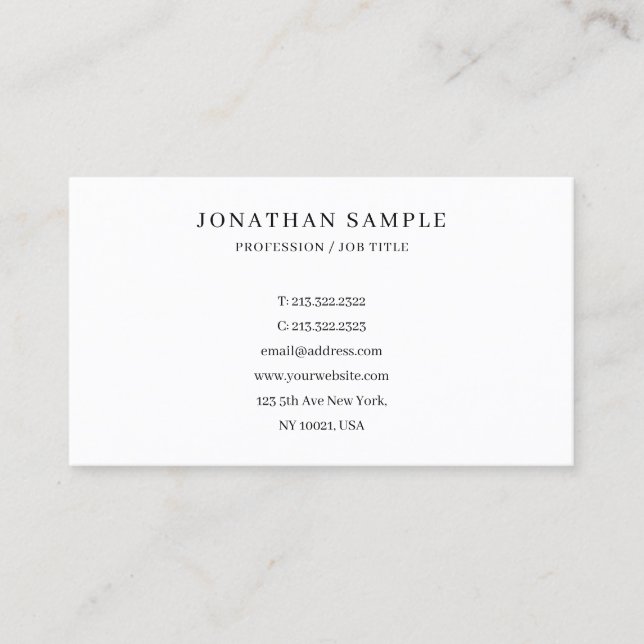 Custom Text Modern Elegant Simple Professional Business Card (Front)
