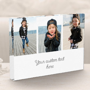Custom Text Modern Script Photo Collage Keepsake Block