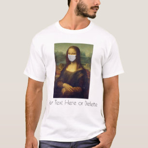 Custom Text Mona Lisa Art Painting with Face Mask T-Shirt