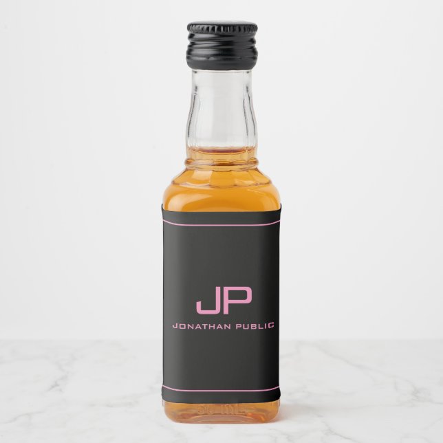 Custom Text Monogram Initial Simple Template Liquor Bottle Label (Front)