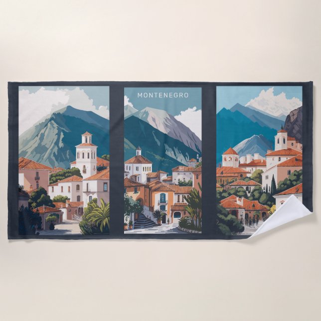 Custom Text Montenegro Beach Towel (Front)
