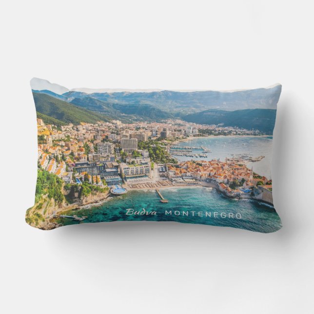 Custom Text Montenegro Lumbar Cushion (Front)