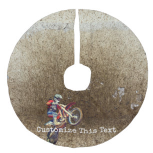 Custom Text/ Motorcycle Men Mudding Boy Sports Faux Linen Tree Skirt