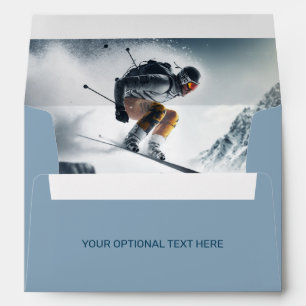 Custom Text Mountain Skier Envelope