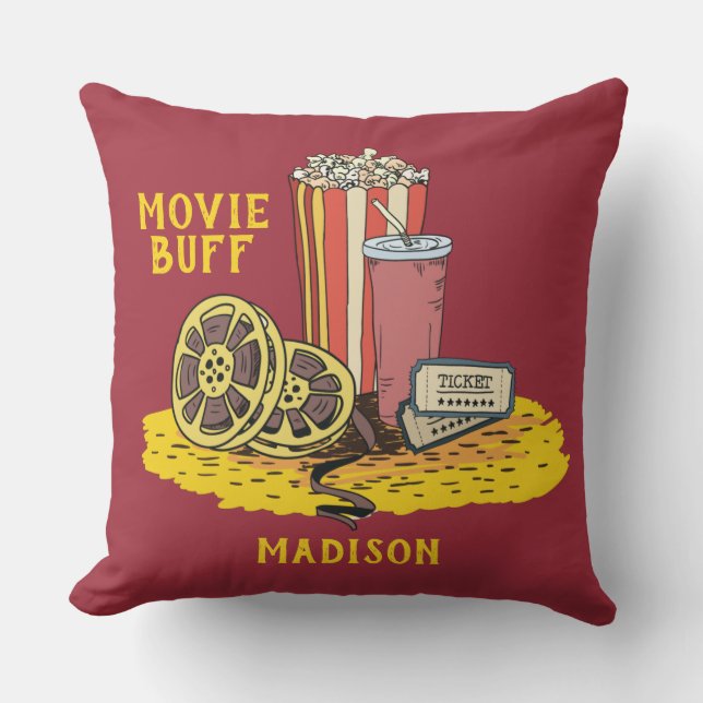 Custom text Movie Buff Cushion (Front)