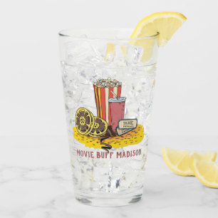 Custom text Movie Buff Glass