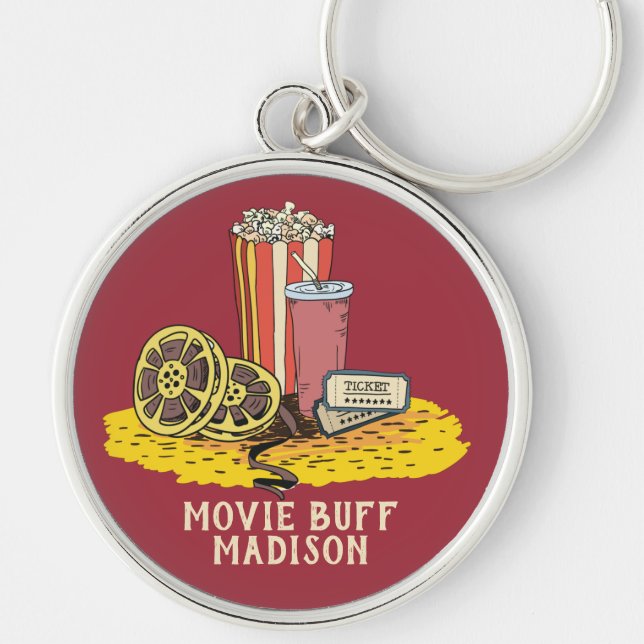 Custom text Movie Buff Key Ring (Front)