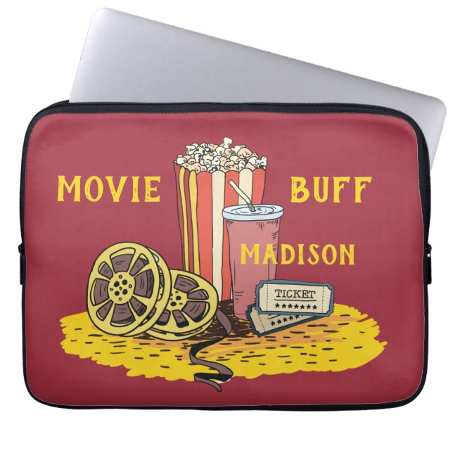 Custom text Movie Buff laptop sleeves (Front)