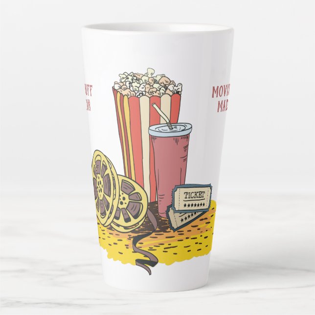 Custom text Movie Buff Latte Mug (Front)