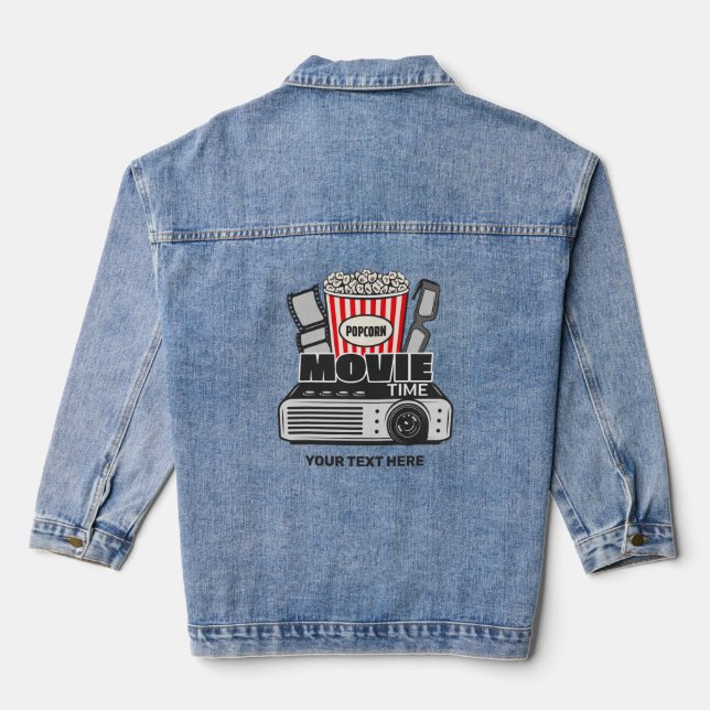 Custom Text Movie Time Denim Jacket (Back)