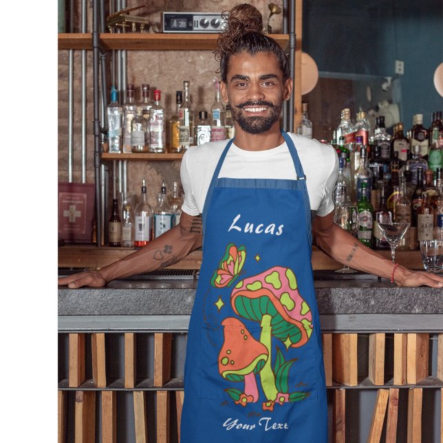 Custom Text Mushroom Lover Apron (Creator Uploaded)