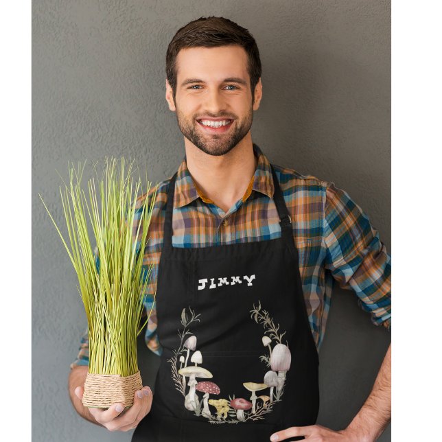 Custom Text Mushroom Lover Apron (Creator Uploaded)