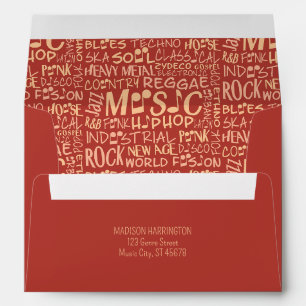 Custom Text Music Genres Word Collage Envelope