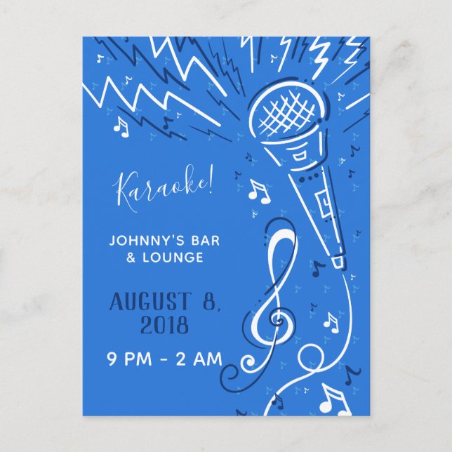 Custom Text Music Microphone postcard (Front)