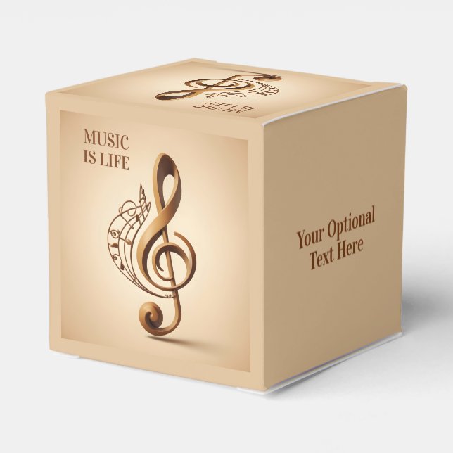 Custom Text Musical Clef Note Favour Box (Back Side)