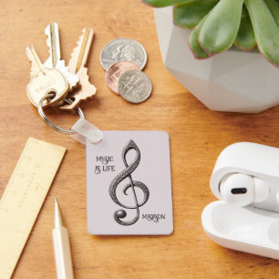 Custom Text Musical Clef Note Key Ring