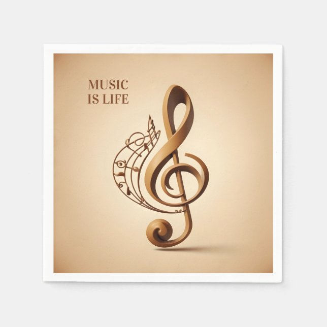 Custom Text Musical Clef Note Napkin (Front)