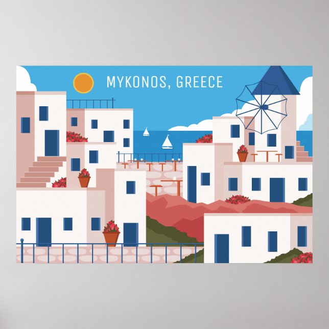 Custom Text Mykonos Greece Poster (Front)