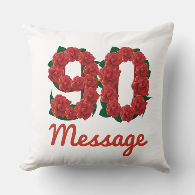 Custom text name 90th birthday number cushion (Front)