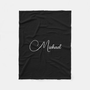 Custom Text Name Add Photo Image Template Black Fleece Blanket