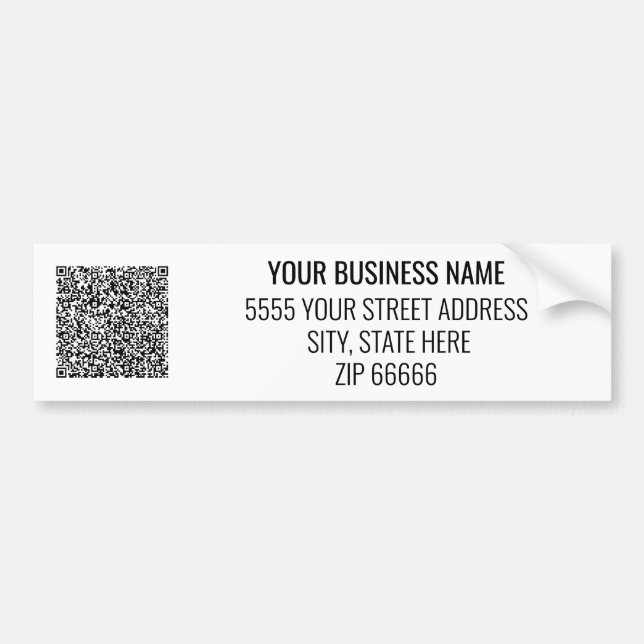 Custom Text Name Adrress Business QR Code Sticker (Front)