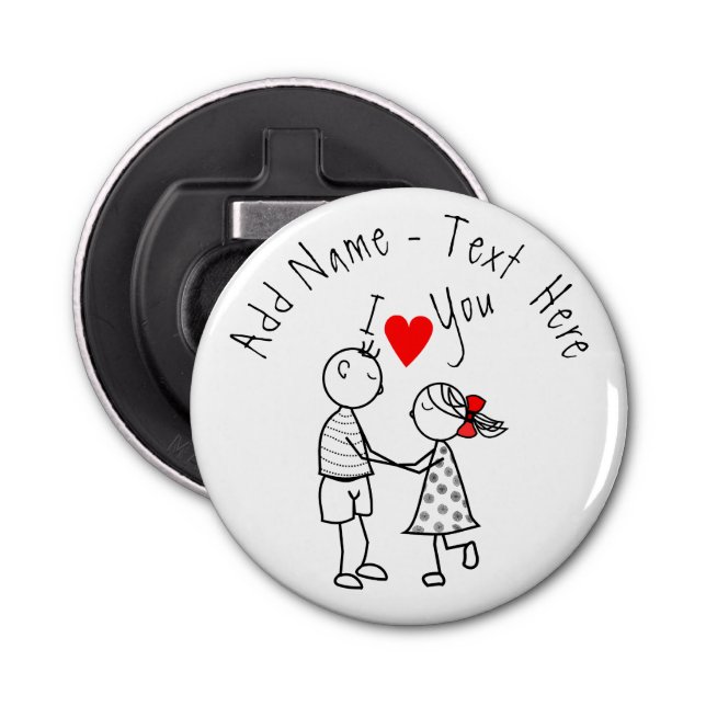Custom Text Name Bottle Opener Couple Love (Front)