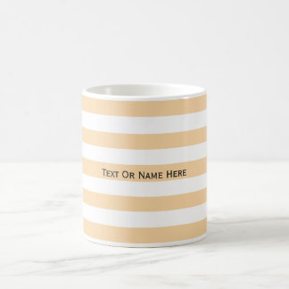 Custom Text Name Champagne Pink & White Stripes. Coffee Mug