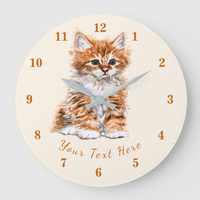 Custom Text / Name Clock with Little Cat (Front)