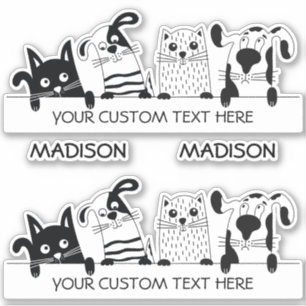 Custom text & name Cute Cats & Dogs