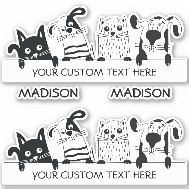 Custom text & name Cute Cats & Dogs (Front)