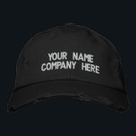 Custom Text Name Embroidered Hat Your Colours<br><div class="desc">Choose Colours and Fonts - Personalised Embroidered Hats Your Promotional Business Caps with Custom Text - Add Your Text - Name - Company / Number / Letter / Slogan - Tagline / or Website , Phone , E-mail , Social Media Handle , Address , more - Choose Your Colour /...</div>